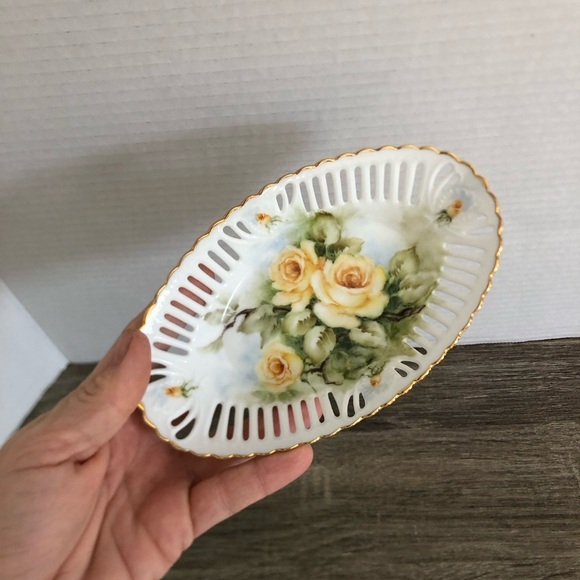 Vtg Eleanor Wiebe Porcelain Dish with 24 K Gold Trim - Picture 6 of 12